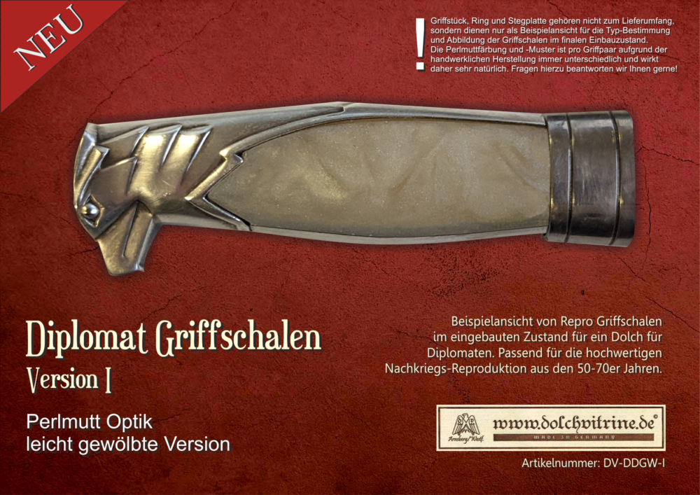 Griffschalen für Diplomaten Dolch in Perlmutt Optik