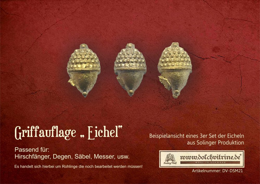 Eichel Griffauflage für Hirschfänger, Jagdmesser uvm. 3 Stück im Set
