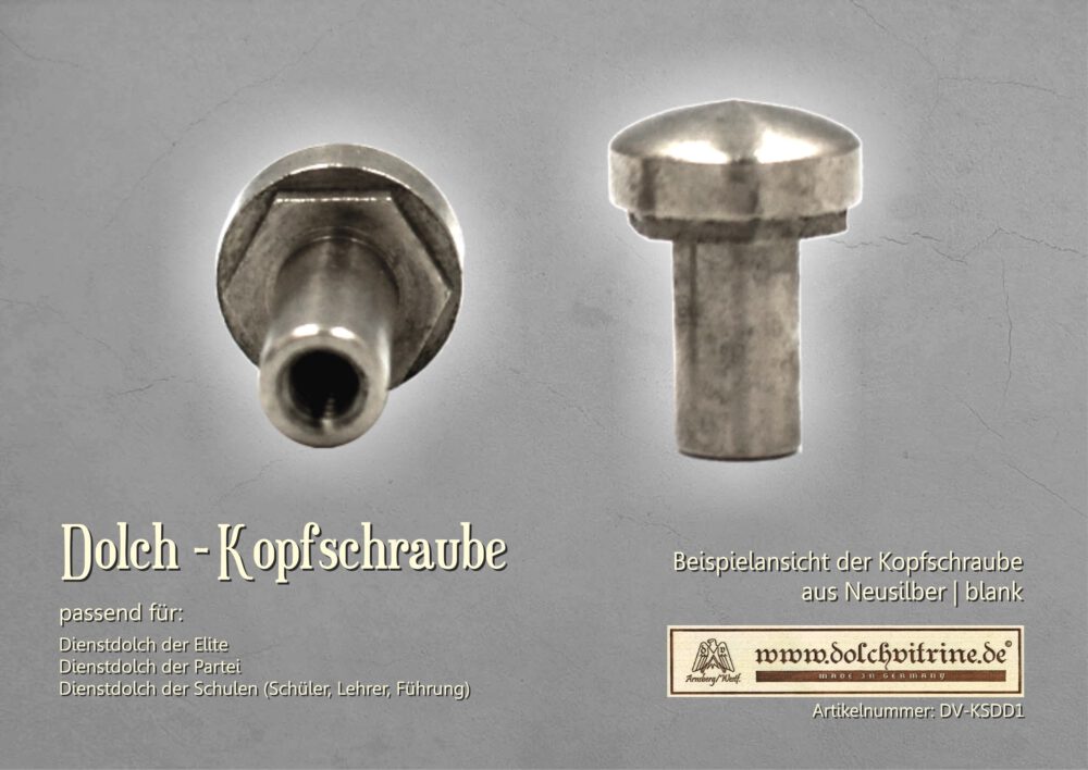 Kopfschraube für Dienstdolche aus Neusilber | Nickel | Gold