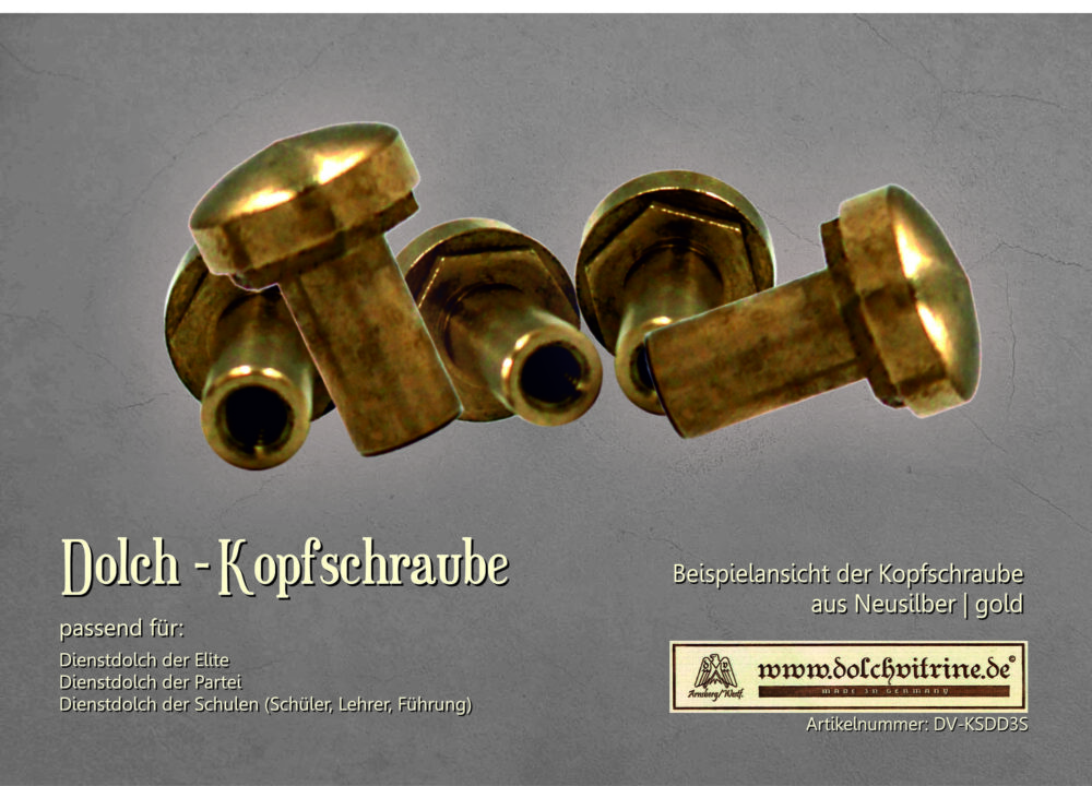 Kopfschraube für Dienstdolche aus Neusilber | Nickel | Gold – Bild 6
