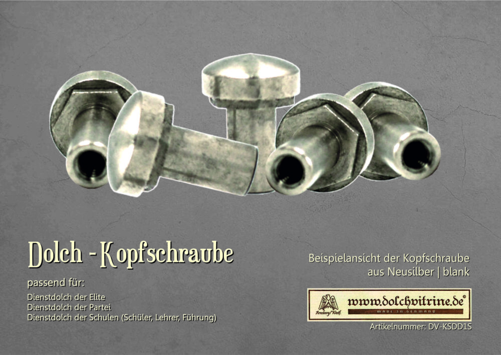 Kopfschraube für Dienstdolche aus Neusilber | Nickel | Gold – Bild 4