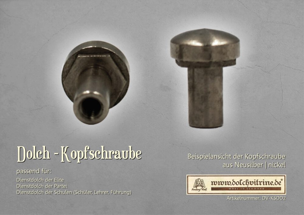 Kopfschraube für Dienstdolche aus Neusilber | Nickel | Gold – Bild 2